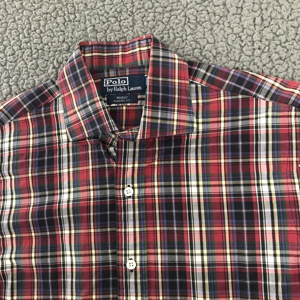 Polo Ralph Lauren Shirt Mens Medium Regent Classic Fit Button Down Tartan Plaid
